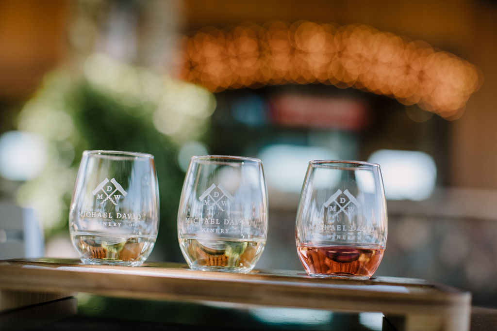 Wine flight at Michael david winery